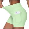 imageTHE GYM PEOPLE High Waist Yoga Shorts for Womens Tummy Control Fitness Athletic Workout Running Shorts with Deep PocketsPale Green