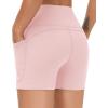 imageTHE GYM PEOPLE High Waist Yoga Shorts for Womens Tummy Control Fitness Athletic Workout Running Shorts with Deep PocketsPink