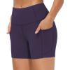 imageTHE GYM PEOPLE High Waist Yoga Shorts for Womens Tummy Control Fitness Athletic Workout Running Shorts with Deep PocketsPurple