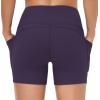 imageTHE GYM PEOPLE High Waist Yoga Shorts for Womens Tummy Control Fitness Athletic Workout Running Shorts with Deep PocketsPurple