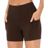 imageTHE GYM PEOPLE High Waist Yoga Shorts for Womens Tummy Control Fitness Athletic Workout Running Shorts with Deep PocketsRed Brown