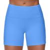 imageTHE GYM PEOPLE High Waist Yoga Shorts for Womens Tummy Control Fitness Athletic Workout Running Shorts with Deep PocketsSea Blue