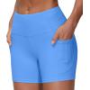 imageTHE GYM PEOPLE High Waist Yoga Shorts for Womens Tummy Control Fitness Athletic Workout Running Shorts with Deep PocketsSea Blue