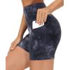 imageTHE GYM PEOPLE High Waist Yoga Shorts for Womens Tummy Control Fitness Athletic Workout Running Shorts with Deep PocketsTie Dye Black Grey