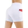 imageTHE GYM PEOPLE High Waist Yoga Shorts for Womens Tummy Control Fitness Athletic Workout Running Shorts with Deep PocketsWhite