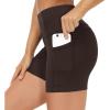 imageTHE GYM PEOPLE High Waist Yoga Shorts for Womens Tummy Control Fitness Athletic Workout Running Shorts with Deep PocketsBrown
